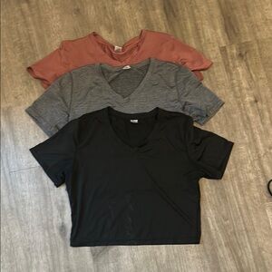 Women's V-Neck T-Shirt Trio - Black, Gray, and Pink